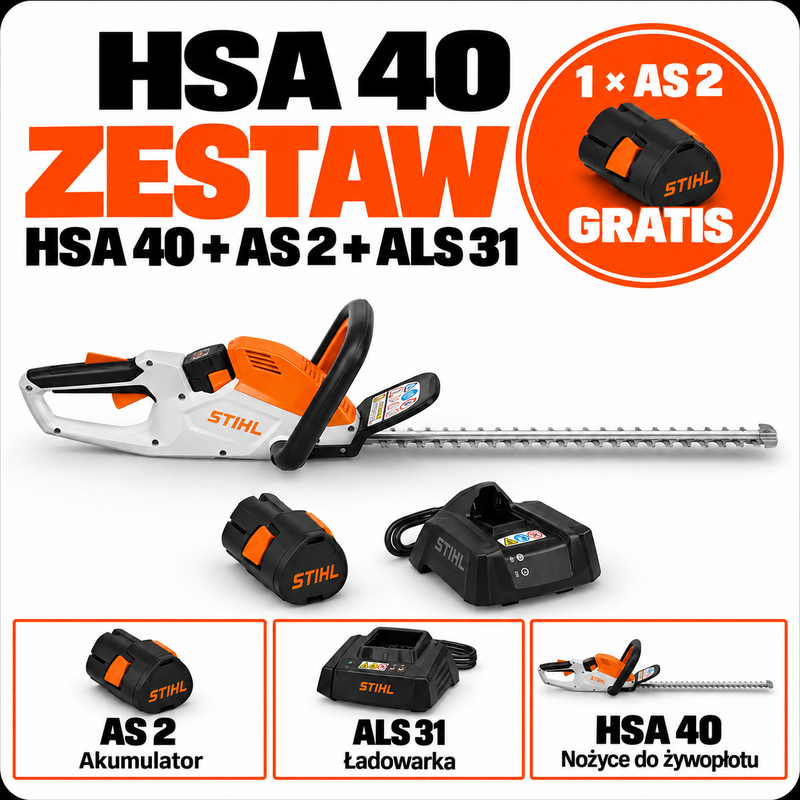STIHL HSA 40 Nożyce akumulatorowe 50 cm + 2 × AS 2 + AL 1 – STIHL ZESTAW