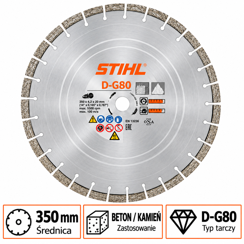 STIHL Tarcza tnąca D-G80 350 mm (14") do betonu i kamienia