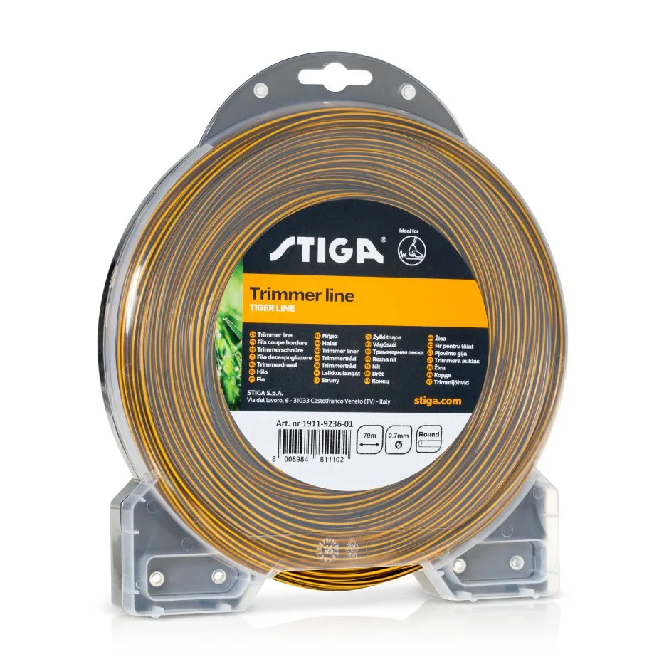 STIGA Żyłka tnąca tiger okrągła blister 2,7 / 70m - wytrzymałość i elastyczność