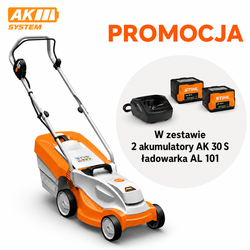 STIHL RMA 235 – kosiarka akumulatorowa, Zestaw: 2× AK 30 S + AL 101