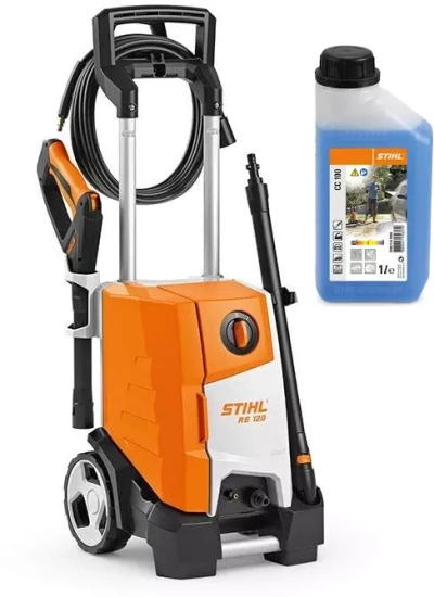 STIHL Myjka wysokociśnieniowa RE 120 + środek do czyszczenia pojazdów CC 100 1L Zestaw promocyjny 