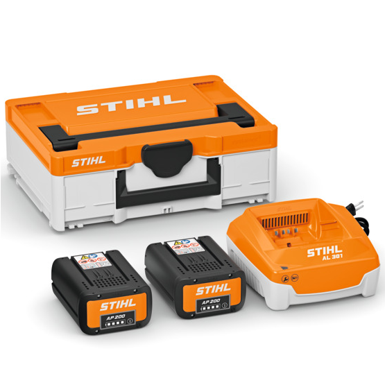 Stihl Power Box 1 z systemem AP. Zestaw zawiera - 2 x AP 200, AL 301, walizka S (Systainer) - praktyczność i mobilność