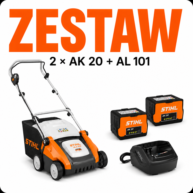 STIHL RLA 240 – wertykulator akumulatorowy, 34 cm, kosz 50L - ZESTAW 