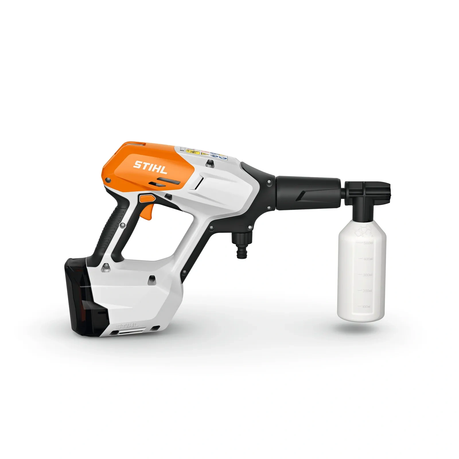 Myjka STIHL RCA 50 z zamontowaną butelką zestawu do natrysku środka czyszczącego