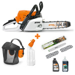 STIHL MS 231 PM3 – Cut Kit 4, Przyłbica, pojemnik do mieszanki i zestaw olejów