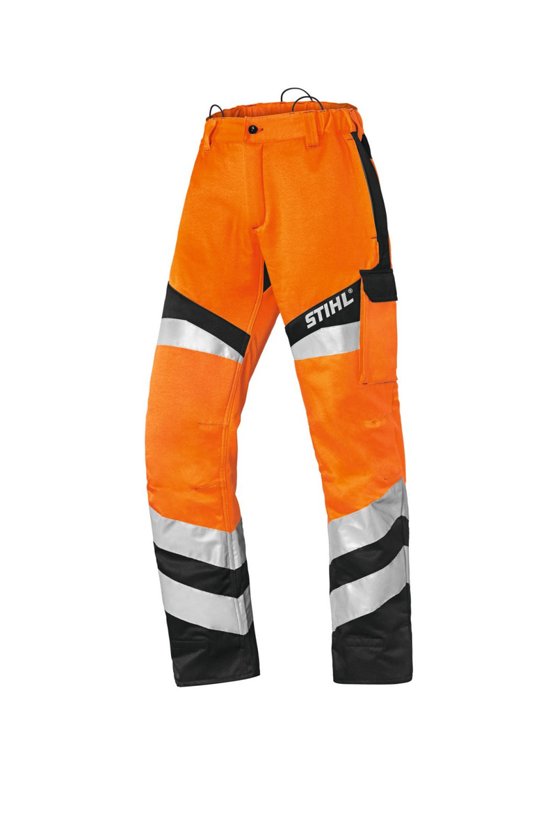 Spodnie ochronne odblaskowe STIHL Protect FS pomarańczowe - widoczność i bezpieczeństwo