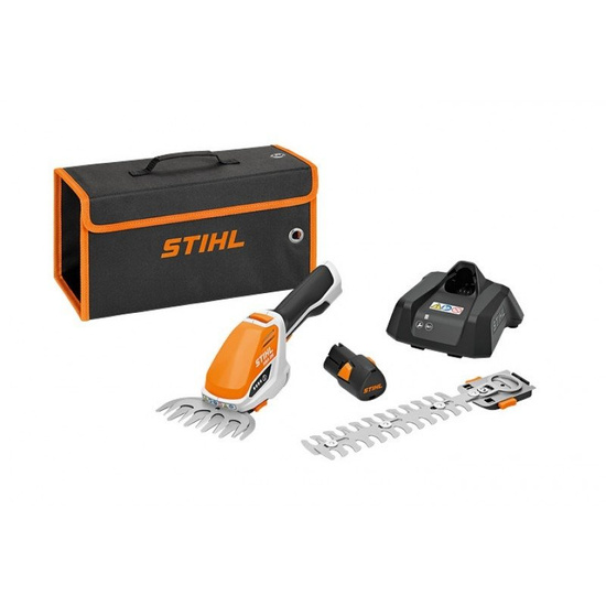 STIHL Nożyce do krzewów HSA 26 (Akumulator + Ładowarka) Zestaw z rozpuszczalnikiem do żywic